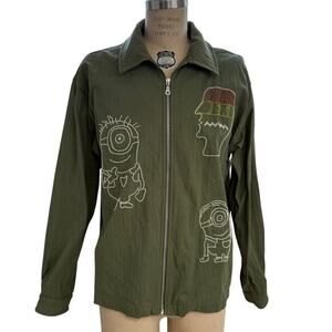 Brain Dead x Minions Jacket Mens Size L Green Beaded